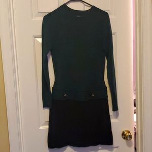 Green and black sweater dress